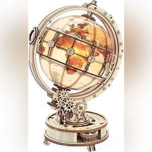 ROKR LED Luminous Globe 3D Wooden Puzzle DIY Building Assembly Model
